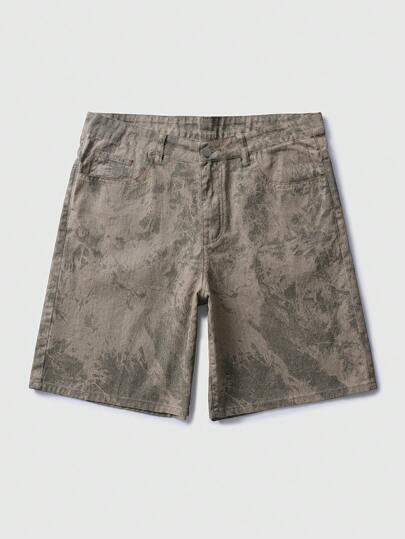 ROMWE Street Life Men's Vintage Style Worn Out Denim Shorts Suitable For Daily Wear In Spring And Summer