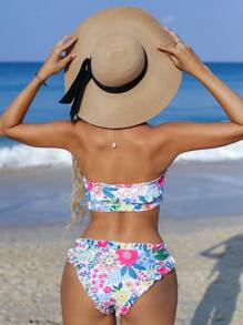 SHEIN Swim Bộ bikini băng đô in ngẫu nhiên thời trang đi biển mùa hè dành cho nữ - Nhiều màu - Xem 2