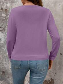 SHEIN LUNE Women Plain Simple Daily Plus-Size Cardigan Fall Winter Cloth For Women Autumn - Mauve Purple - View 2