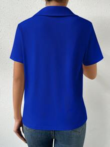 Chiquease Camiseta Casual Polo Casual de Manga Curta com Gola e Cor Sólida para o Verão