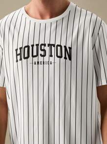 Manfinity RebelGame Men T-Shirts Fit Crew Neck Short Sleeve Houston Casual College,School Summer,Back To School - White - View 4