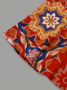 Breezaya Women Bohemian Style Floral Printed Skirt - Orange - View 3