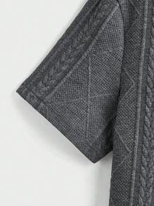 Manfinity BRENVOR Men Summer Letter Patchwork Round Neck Short Sleeved Casual T-Shirt - Dark Grey - View 4