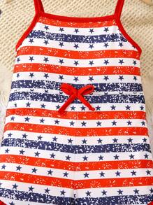 SHEIN 少女夏季假日时尚吊带裙 - 紅色 - 查看 6