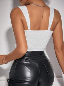 SHEIN Allurite Women Summer Slim Fit Lace Patchwork Asymmetrical Hem Sweetheart Neck Tank Top With Elegant Elegant