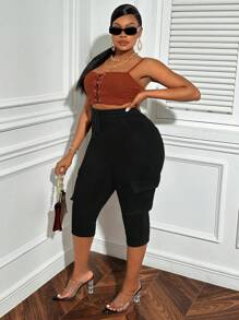 SHEIN SXY Plus Size Stretchy Casual Denim Skinny Pants - Black - View 6