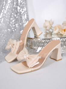 Sandalias de tacón alto con moño dorado para mujer, apropiadas para citas, compras, ir al trabajo, eventos de negocios, banquetes y fiestas, ideales para verano y otoño