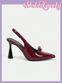 Dola Lovely Women's High Heeled Shoes For Ol Girls, With Bow Knot On The Ankle Strap In Burgundy For Summer Vacation Shoes Summer - Burgundy - View 8