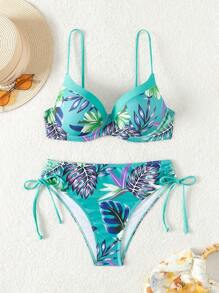 SHEIN Swim Summer Beach Women Bikini Set With Padded Cups (Random Floral Pattern) - Multicolor - View 5
