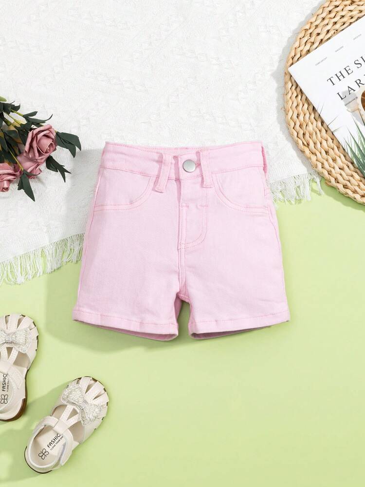 Fashion Solid Loose Casual Denim Shorts For Baby Girls