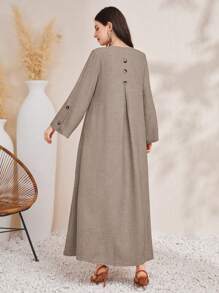 Al Najma Women Fashionable Elegant Long Sleeve Solid Color Robe Modest Abaya Arabian Dress