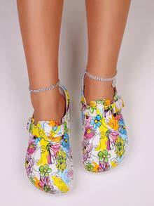 Women's Hand-Painted Flower Fun Printed Baotou Sandals And Slippers | Closed Toe, Non-Slip, Lightweight Outdoor And Garden Shoes, Comfortable Indoor And Outdoor Shoes, Can Be Worn Outdoors On The Beach. - 彩色 - 查看 5