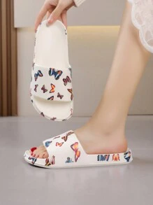 Fashionable Graffiti Slippers For Women, Summer Wear 2024 New Style Dissolving Thick-Soled, Versatile, Height-Enhancing And Ins Open-Toe Slides