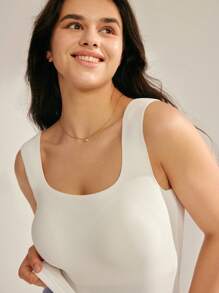 LUVLETTE Dream Curve 2ndSkin White Outfits Wireless Seamless 2-In-1 Built-In Bra Basic Sports Workout Lingerie As Outerwear SizeFreedom Tank Crop Top Comfortable Must-Haves Also Suitable For Teen Girl & Young & Kid Bra-Free Cami