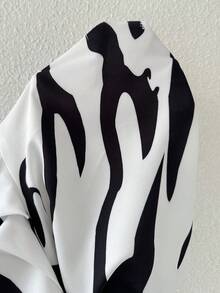 SHEIN Slayr Women Summer Loose Casual Shirt With Patterns Printed, Open Shoulder, Split Long Sleeve - Multicolor - View 8