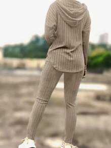INAWLY Ladies" Spring/Summer Long Sleeve Hooded Kangaroo Pocket Top And Slim-Fit Pants With Pockets Casual Suit