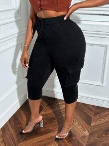 SHEIN SXY Plus Size Stretchy Casual Denim Skinny Pants - Black - View 4