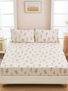 3 件套清新花卉印花柔软舒适亲肤床笠套件 - 彩色 - 查看 2