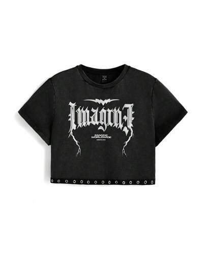 Cloud Artist Plus Size Short Sleeve Round Neck Letter Print T-Shirt For Summer, Graphic Tee For Summer, Holiday, Vacation, Spring, Festival, Ibiza Fits