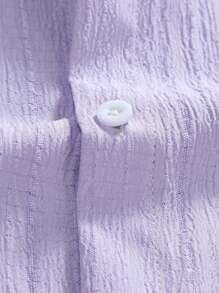 Manfinity RSRT 男士夏季實色短袖襯衫和短褲休閒假期2件套裝 - 淡紫色 - 查看 8