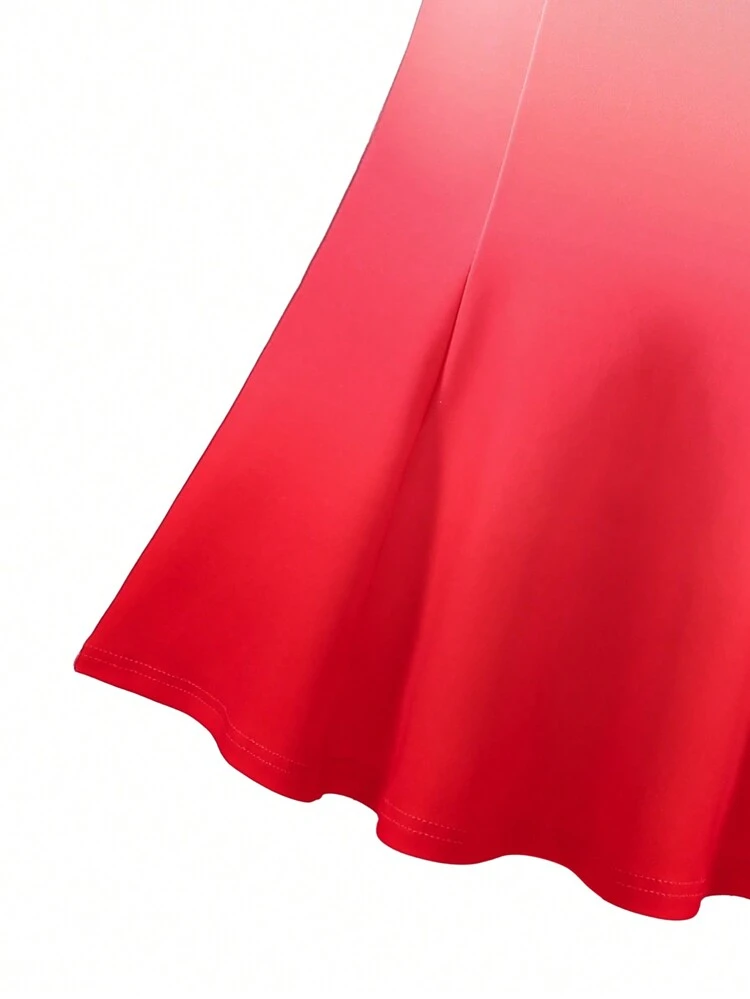 Teen Girl Gradient Elastic Waist Fashion Skirt With Mermaid Hem