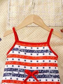 SHEIN 少女夏季假日时尚吊带裙 - 紅色 - 查看 5