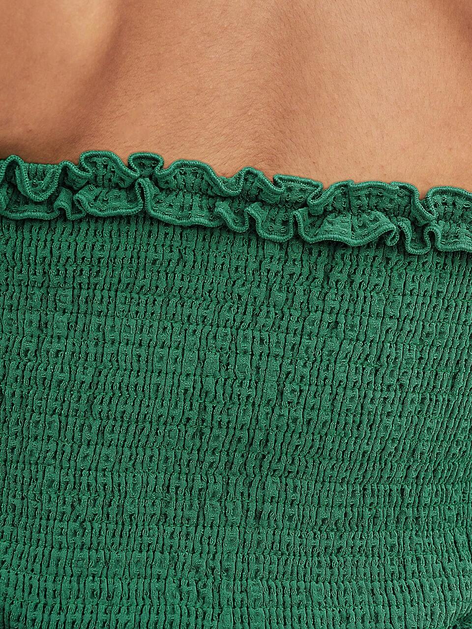 Women's Casual Vacation Princess Seam Ruffle Bandeau Top With Bow Detailing