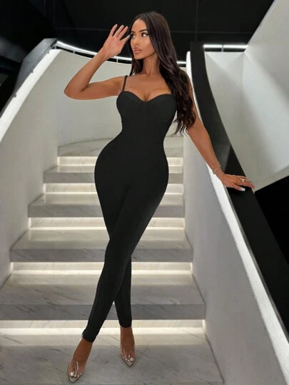 SHEIN SXY Valentine's Day Casual Women's Sexy Fishbone High-Elastic High-End Elegant Smooth Skin-Friendly Butt-Lifting Tight Long Corset Women Unitard Jumpsuits
