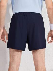Teen Boy Summer Letter Print Pocketed Casual Sports Shorts - Black - View 2