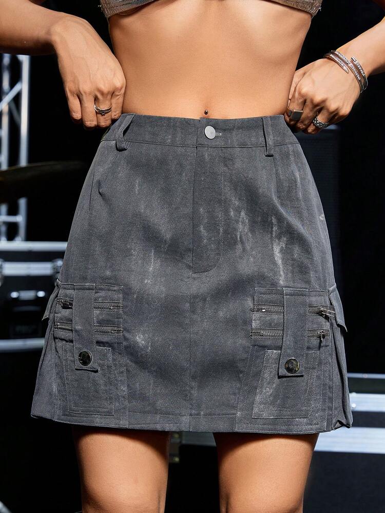 Fashionable Straight Skirt With Flip Detail