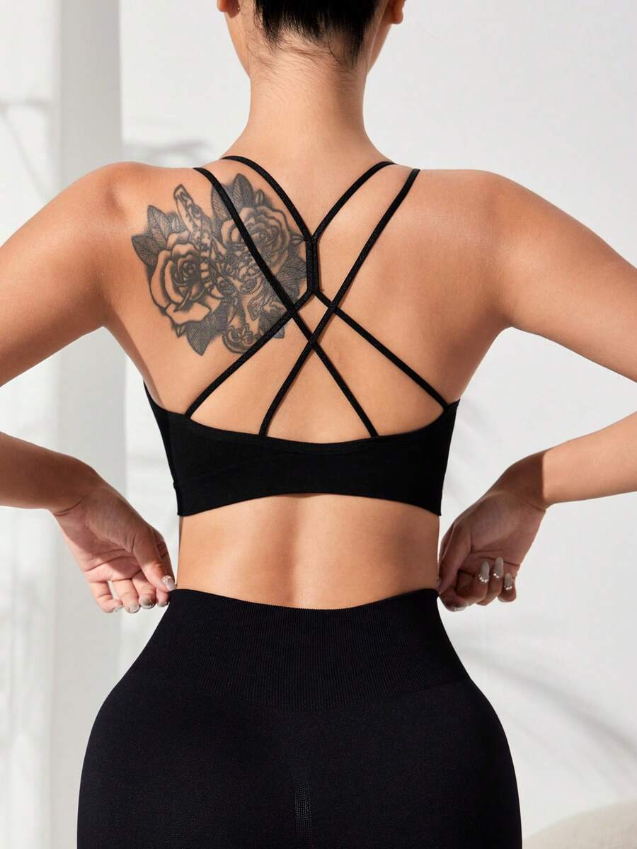 Easithlete Hollow Elastic Fashion Shockproof Sports Bra