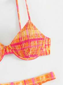SHEIN Swim Conjunto de bikini casual y elegante para mujeres, conjunto de sujetador y Bottom de bikini para vacaciones en la playa, verano - Multicolor - Ver 8