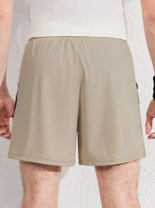 Teen Boys Colorblock Simple Casual Shorts - Apricot - View 2