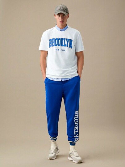 Guys Letter Graphic Tee & Drawstring Waist Sweatpants
