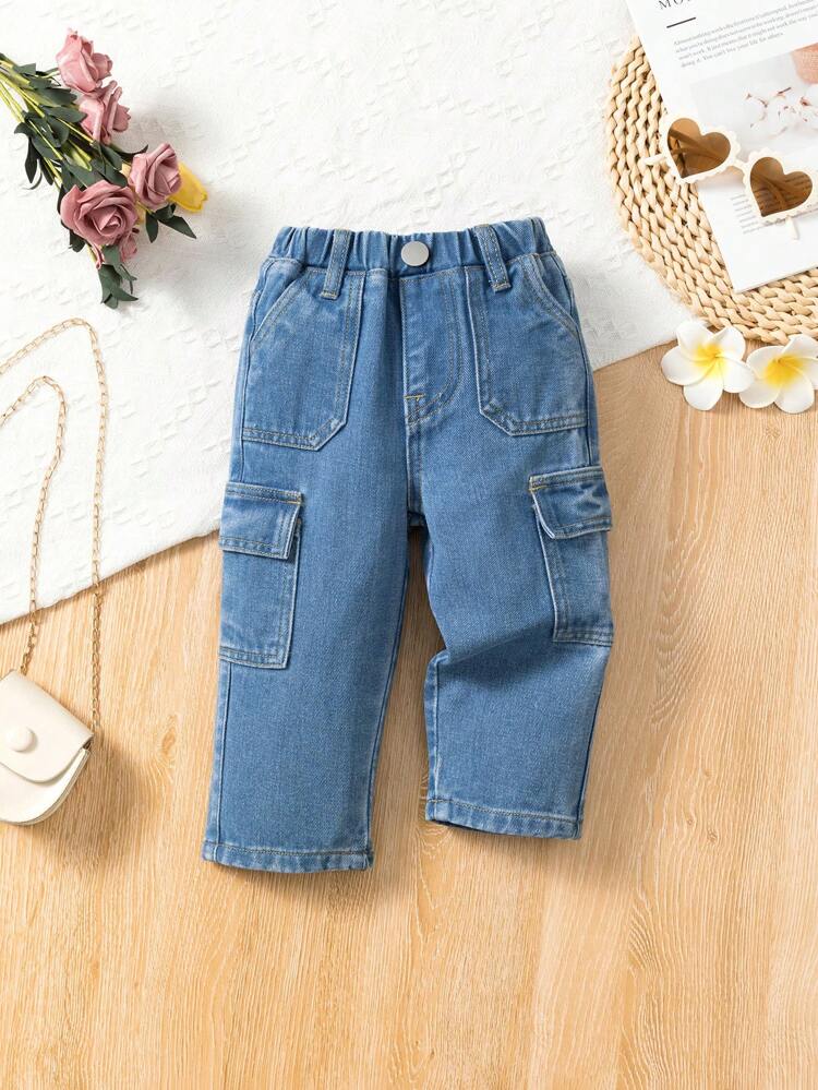 Baby Girls' Pink Straight Barrel Workwear Jeans