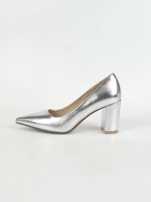 Tacones altos de moda para fiesta de mujeres - Plateado - Ver 3