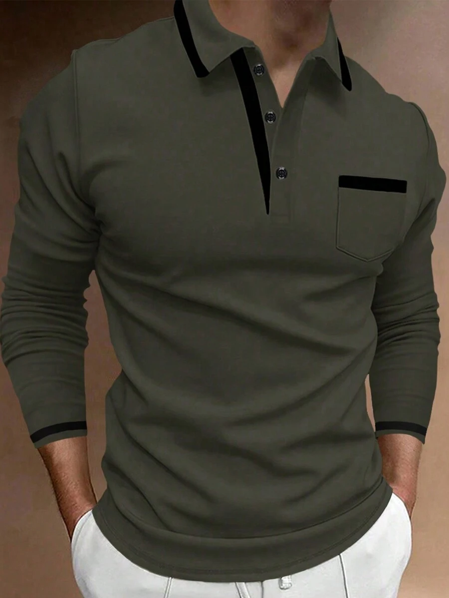 Manfinity Homme Polo a blocchi di colore con bordi, da uomo