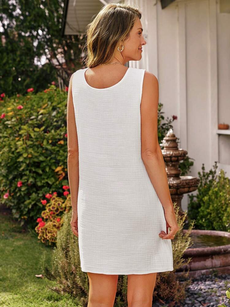 Ladies" Fashionable Summer Asymmetrical Collar Sleeveless Dress