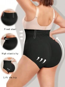 Seamless Plus Size High Waist Triangle Shapewear Panties 1pc - Black - View 1