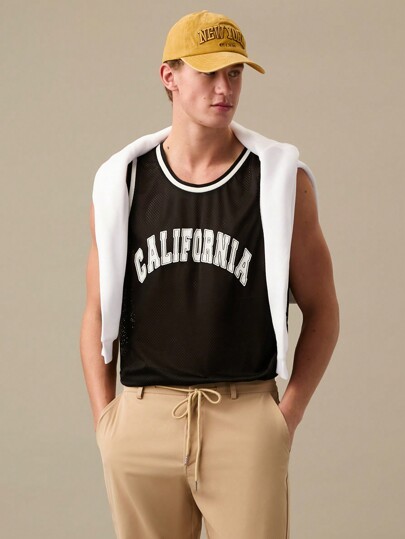 قميص كرة السلة ذو تطريز بخط بشبكة، عودة إلى المدرسة