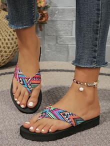 Sandalias de dedo para mujeres, ligeras y de tiras para playa - Multicolor - Ver 3