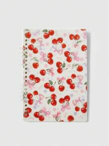 ROMWE Kawaii SHEIN x Jess Cuaderno de dibujo con estampado de cerezas, para la escuela - Multicolor - Ver 1
