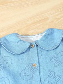 Young Girl Casual And Comfortable Denim Dress - Light Wash - View 3