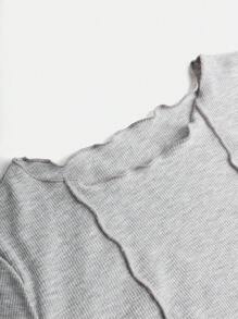 SHEIN Top corto grigio per ragazze adolescenti con finitura a lattuga - Grigio - Visualizzare 4