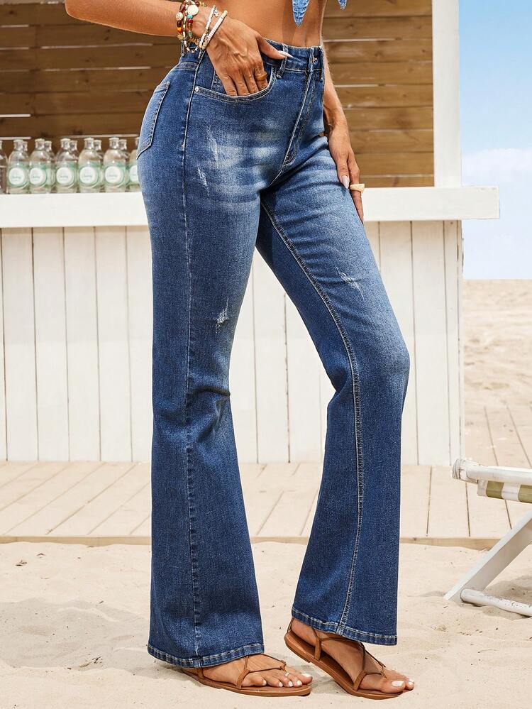 Women Casual Flared Jeans With Pockets