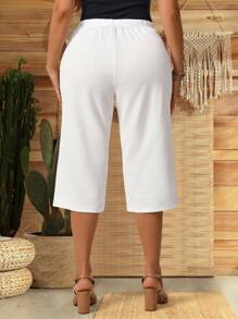 EMERY ROSE Plus Size Women Solid Color Simple Daily Pants