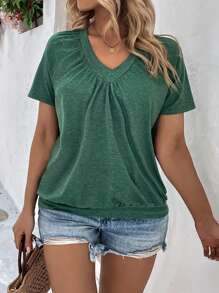 EMERY ROSE Plus Size Nữ Áo thun dáng rộng đơn giản thời trang mùa hè - màu xanh lá - Xem 5