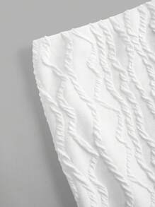 SHEIN EZwear White Knit Sleeveless Crop Top And Side Slit Midi Skirt Set For Women