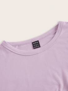 SHEIN EZwear 4 Stück/Set lässiges einfarbiges vielseitiges Rundhals Kurzarm T-Shirt für Frauen, figurbetonter Stil, geeignet für den Sommer