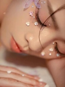 ROMWE Fairycore Nhãn dán mặt One Sweet Butterfly Pearl Face Trang trí khuôn mặt biểu diễn sân khấu bằng kim cương giả - Nhiều màu - Xem 3